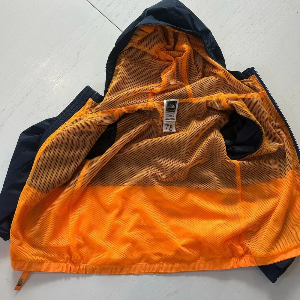 The North Face Dark Blue and Bright Orange Hooded Jacket - Picture 6 of 6